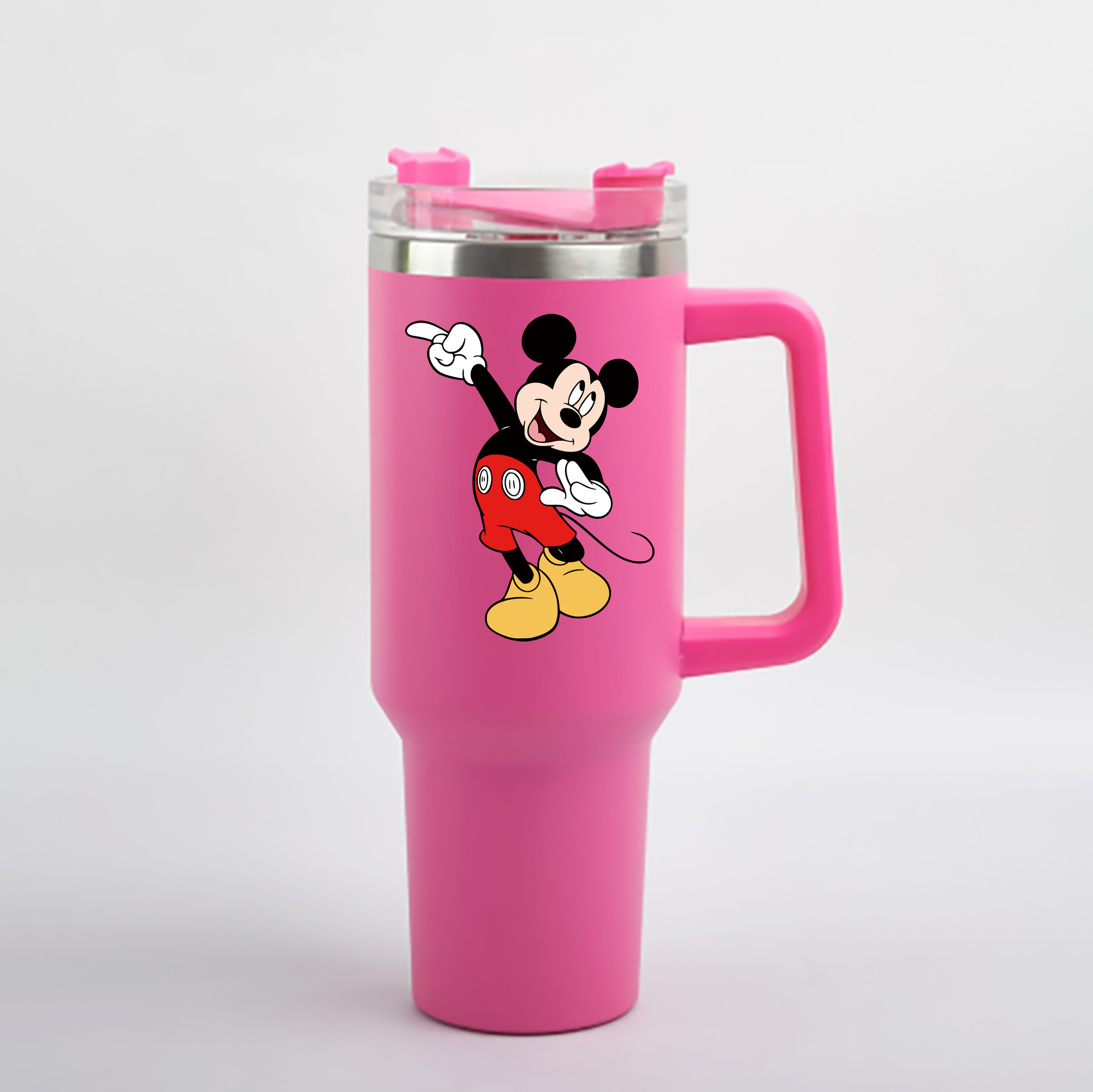 （画像用） ミッキーマウス Mickey Mouse 1200mL車用タンブラー - クリスタルステッカー（プラスチックストロー付き）